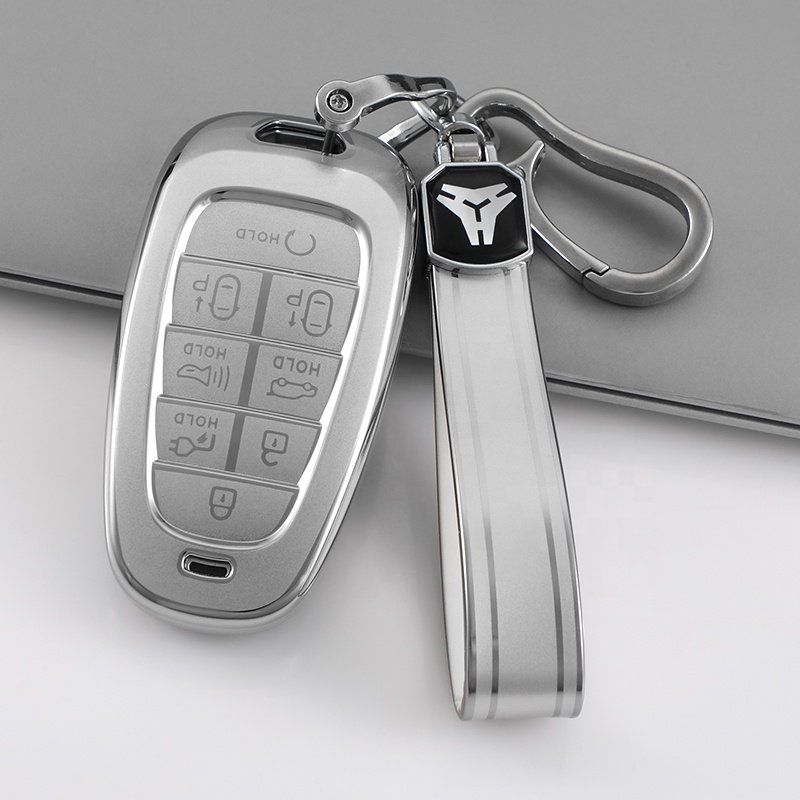 Silver Quicksand TPU Key Fob Cover Fit for Hyundai Elantra Sonata Kia Forte Optima Spectra Protector car key case Accessories