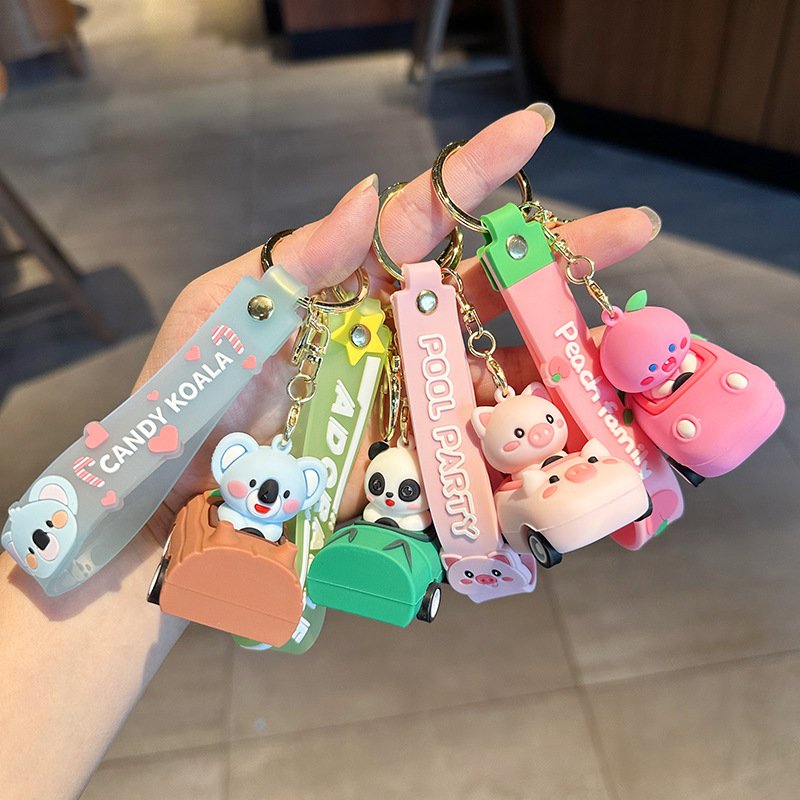 Factory Custom Movable Key Chain Rubber Car Doll Children's Toys with UV Printing for Holidays Conferences Small Gifts Wholesale