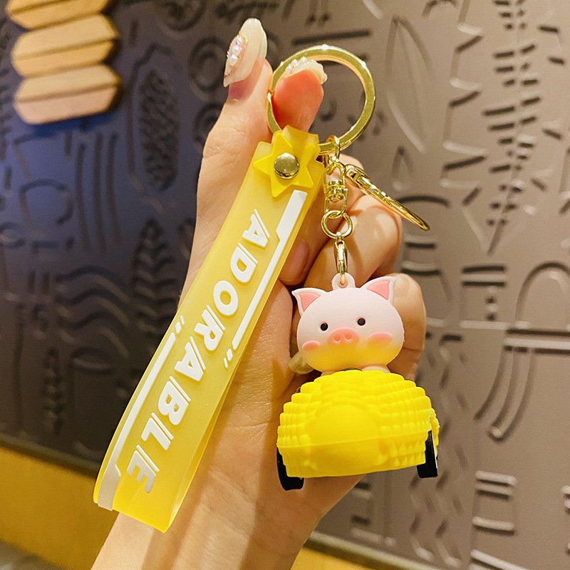 Factory Custom Movable Key Chain Rubber Car Doll Children's Toys with UV Printing for Holidays Conferences Small Gifts Wholesale