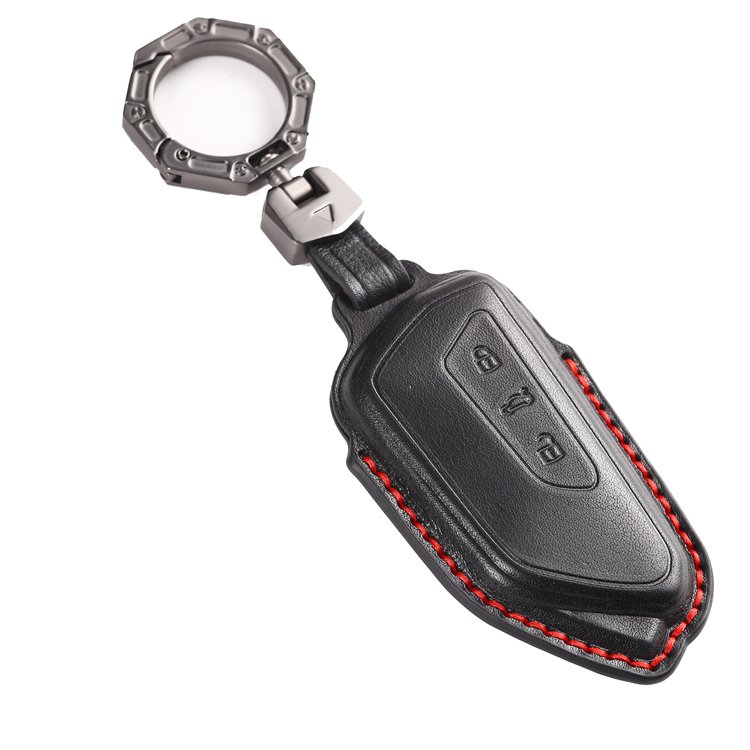 Handmade Genuine Leather Car Key Case Cover for 2020-2024 VW ID3 ID4 MK8 Golf GTI Skoda Octavia Smart Key Shell Case