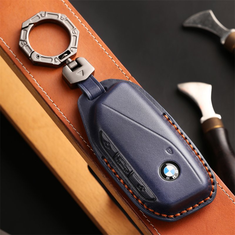 Genuine Leather Car Key Case Cover for BMW 2023 New 7 Series 760i X7 IX XM X1 Key Case Accessories Handmade Car key Shell
