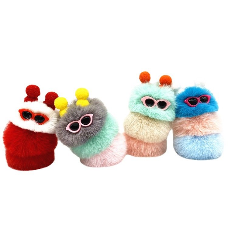 New Cute Caterpillar Keychain Cartoon Plush Doll Bag Pendant Creative Car Key Chain Small Promotional Gifts