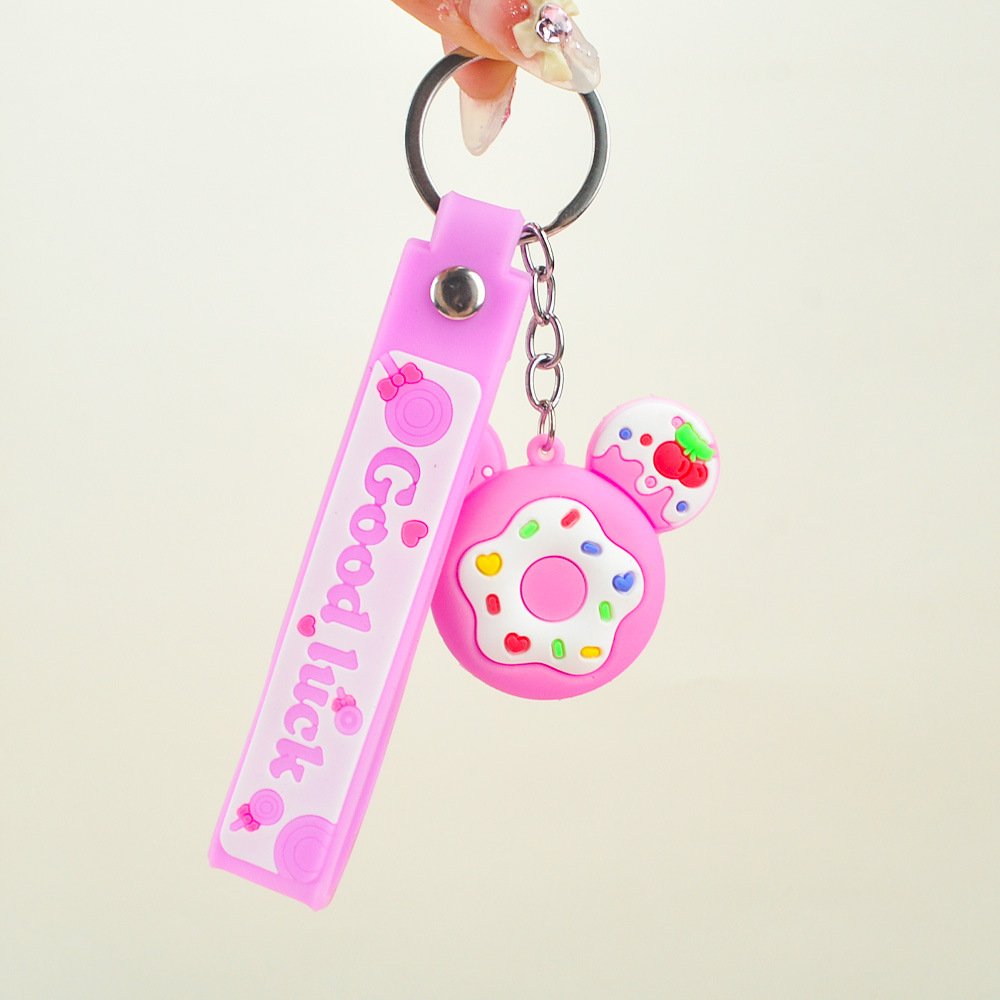 New Mickey Donut Keychain Pendant PVC Soft Adhesive Bag Pendant Car Keychain Accessories Small Gift