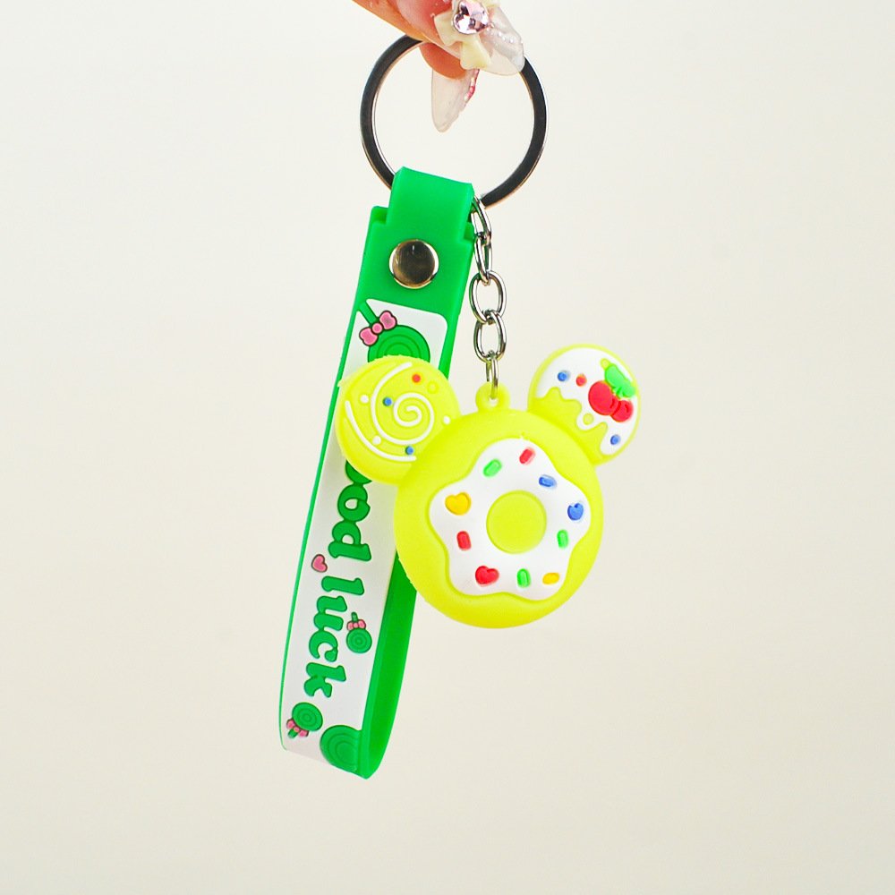 New Mickey Donut Keychain Pendant PVC Soft Adhesive Bag Pendant Car Keychain Accessories Small Gift