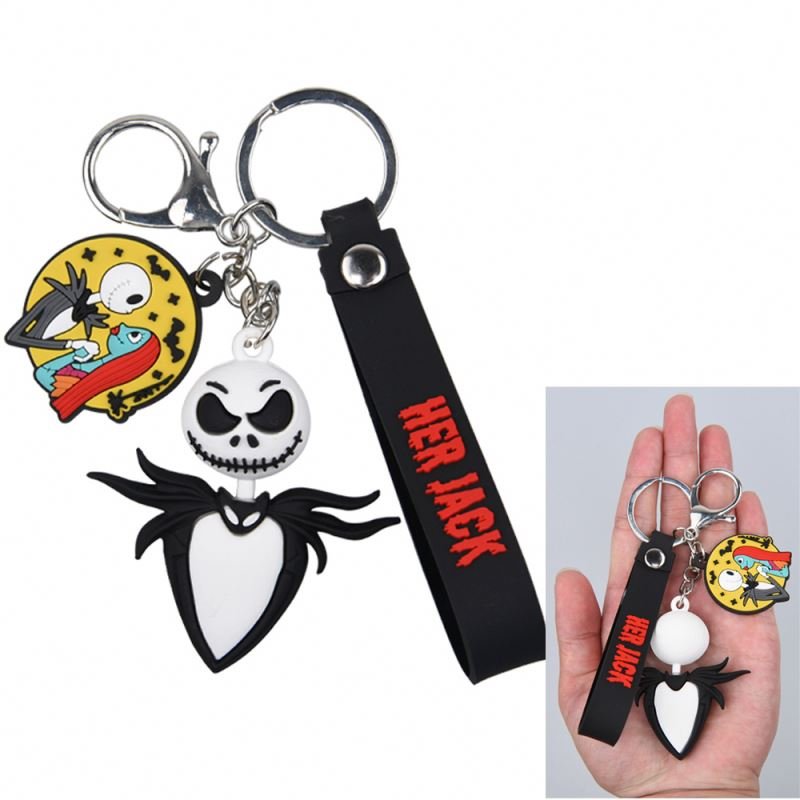 wholesale rubber Pompom 3D cartoon ghost Key Chain new arrivals Halloween for Women Car Bag Accessories Ring