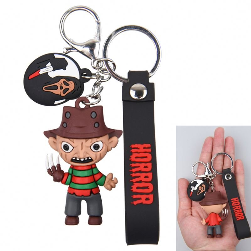 wholesale rubber Pompom 3D cartoon ghost Key Chain new arrivals Halloween for Women Car Bag Accessories Ring