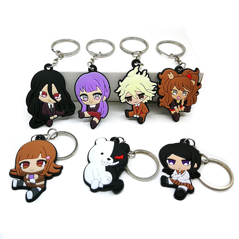 PVC Keychain Cute Anime Cartoon Character Key Chain Keyring Wholesale Custom Logo Rubber Car Key Accessories fit Men Boys Gifts