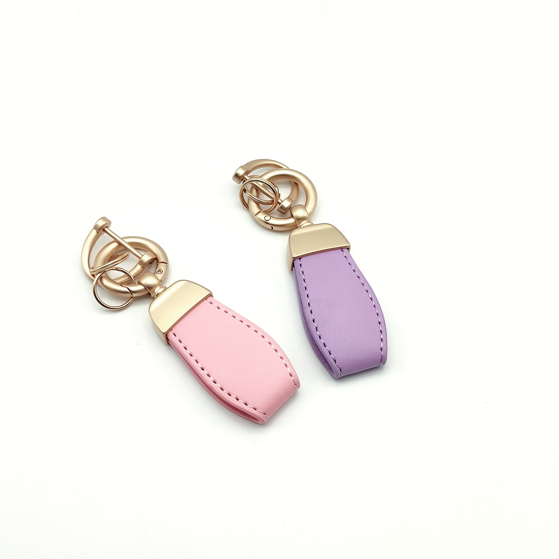 Wholesale High Quality Metal Custom Embossed Logo Leather Car Keychain Leather Key Chain