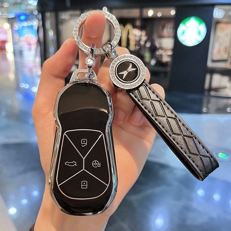 Glitter Car Remote Key Case Cover Protect Shell For Xpeng G6 G9 P7 Smart 4 Buttons Key FOB Keychain Accessories