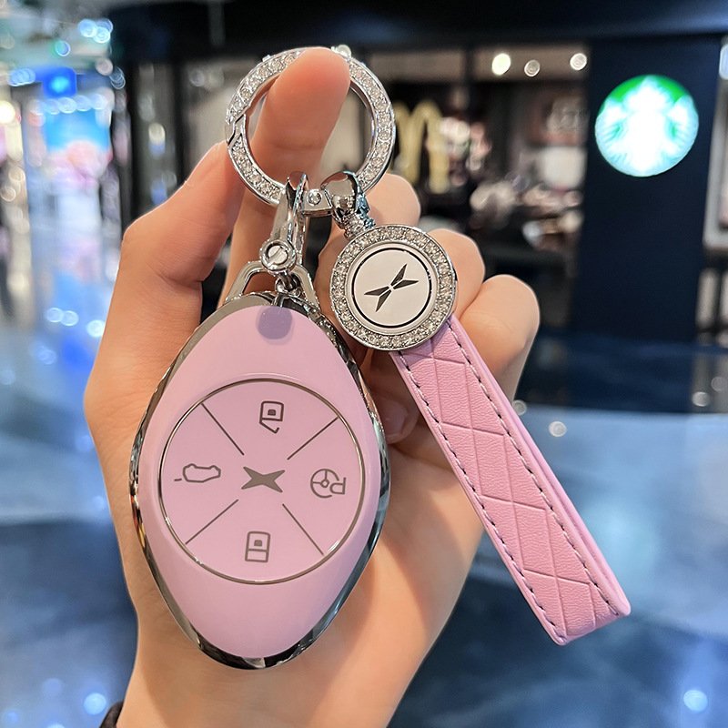 Glitter Car Remote Key Case Cover Protect Shell For Xpeng G6 G9 P7 Smart 4 Buttons Key FOB Keychain Accessories