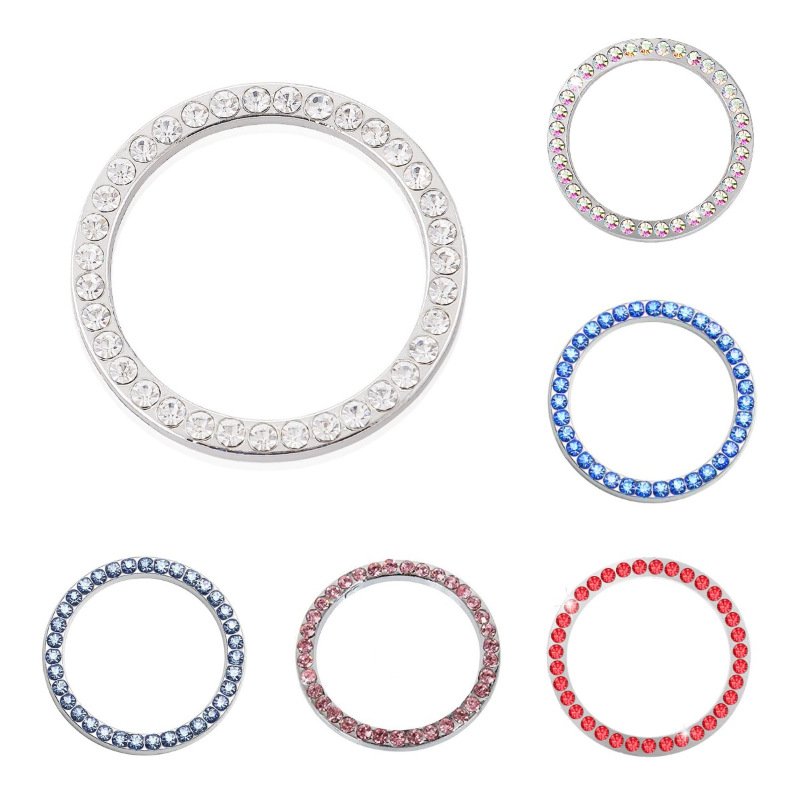 Car One-key Start Button Decoration Ring with Diamond Rhinestone Circle Start Stop Switch Ring Car Interior Accessories