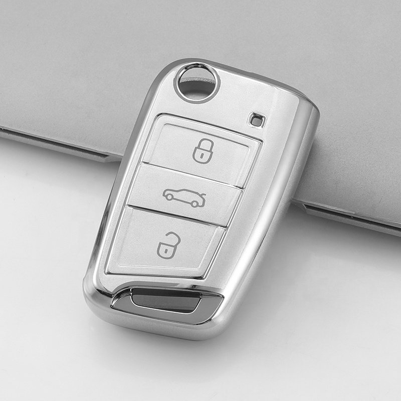 Hot sale soft TPU Silver edge car key case cover for BMW VW Benz Audi Toyota Honda 2024 new car key case