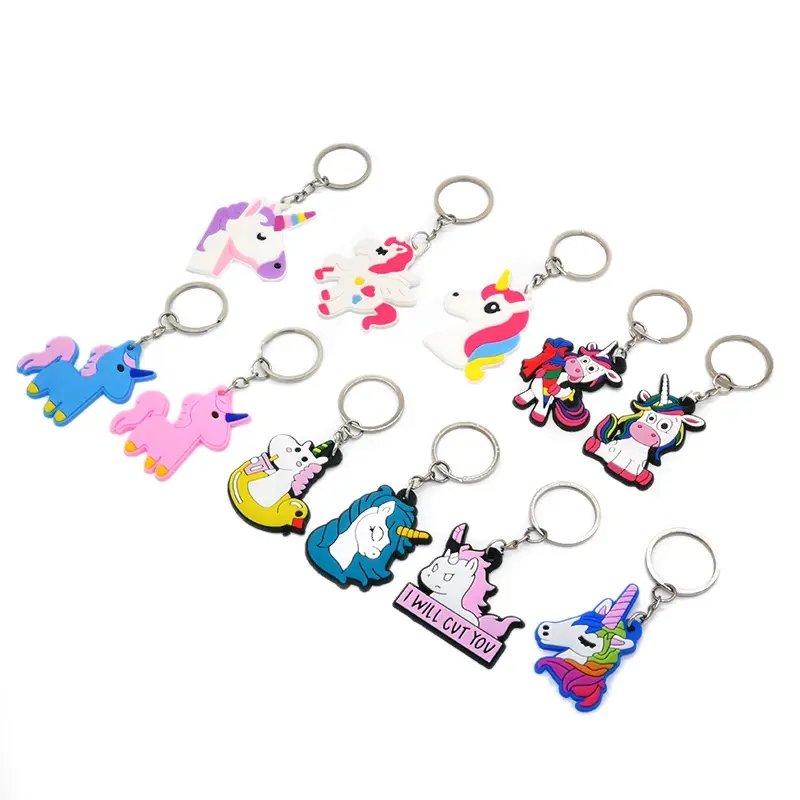 keychain Cute Rainbow Unicorn cartoon keychains custom key rings gift for girl women bag Pendant accessories Jewelry wholesale