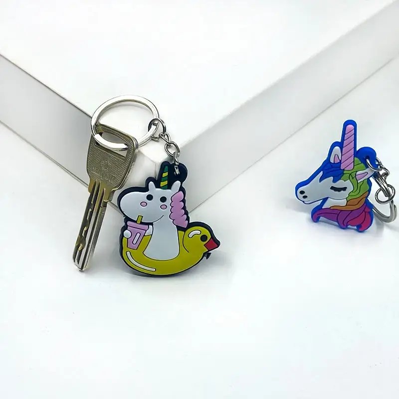 keychain Cute Rainbow Unicorn cartoon keychains custom key rings gift for girl women bag Pendant accessories Jewelry wholesale