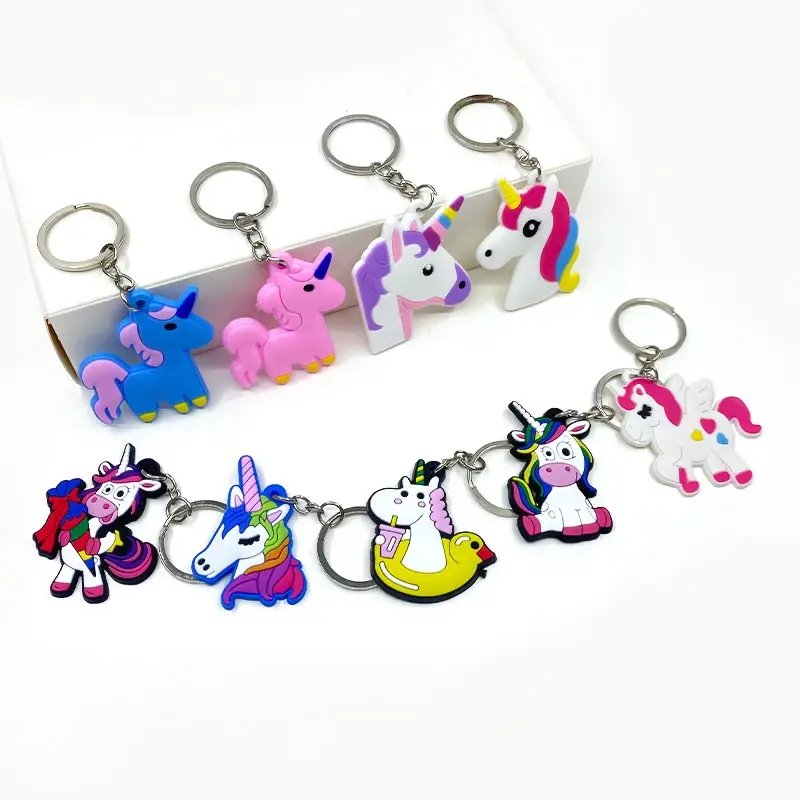 keychain Cute Rainbow Unicorn cartoon keychains custom key rings gift for girl women bag Pendant accessories Jewelry wholesale