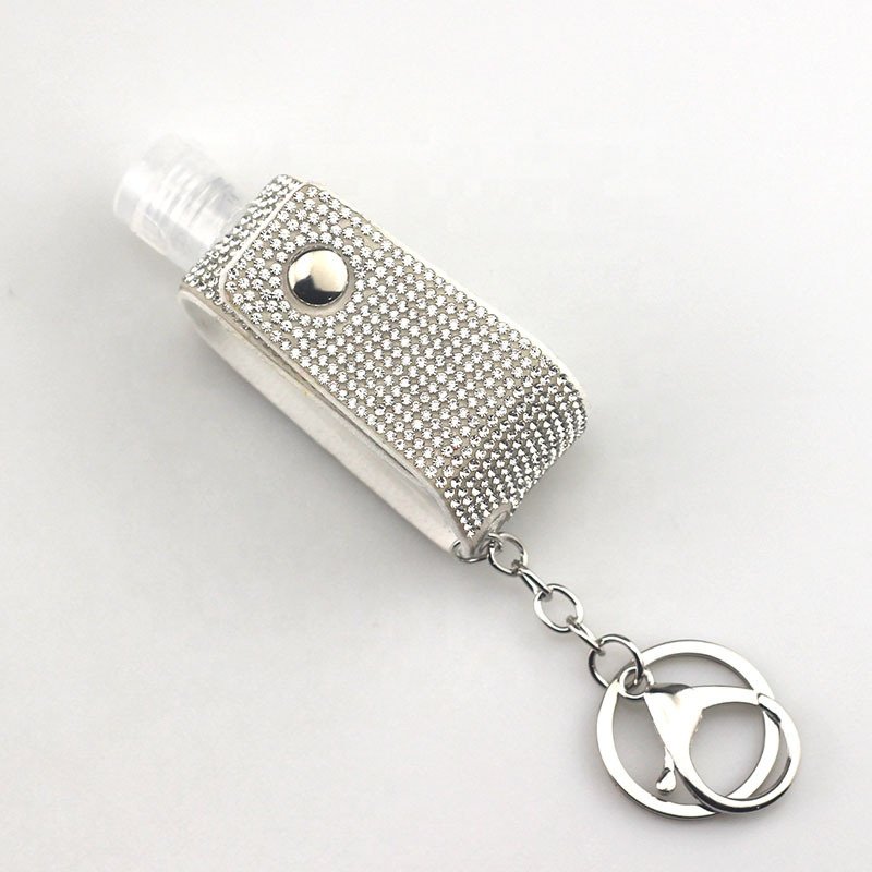 Leather Studded Leather Pu Leather Key Chain Hand Sanitizer Bottle Self-defense Key Chain Opp Bag Custom Logo Zinc Alloy 50pcs