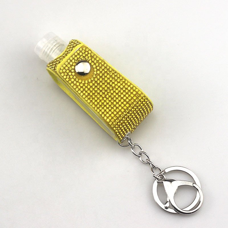 Leather Studded Leather Pu Leather Key Chain Hand Sanitizer Bottle Self-defense Key Chain Opp Bag Custom Logo Zinc Alloy 50pcs