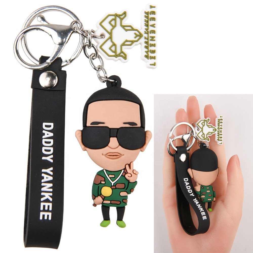 Wholesale cute keychain custom logo 3d soft pvc brand name silicone keyring key chain rubber kawaii keychains