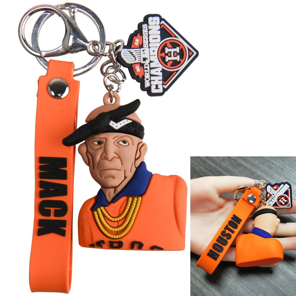 Wholesale cute keychain custom logo 3d soft pvc brand name silicone keyring key chain rubber kawaii keychains