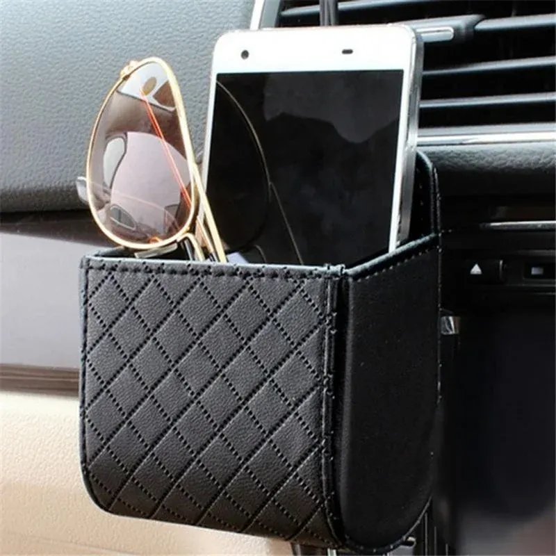 Car Air Vent Storage Bag Organizer Pocket Sunglass Holder Car Mount Phone Holder Coin Key Card Case Organizer with Hook