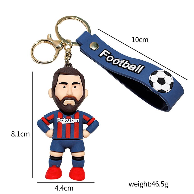 3D Cartoon Football Keychain Soccer Player Action Figure Doll Keychain Pendant Car Accessories Key Ring Decor