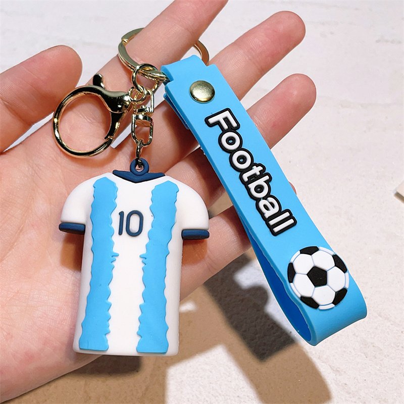 3D Cartoon Football Keychain Soccer Player Action Figure Doll Keychain Pendant Car Accessories Key Ring Decor