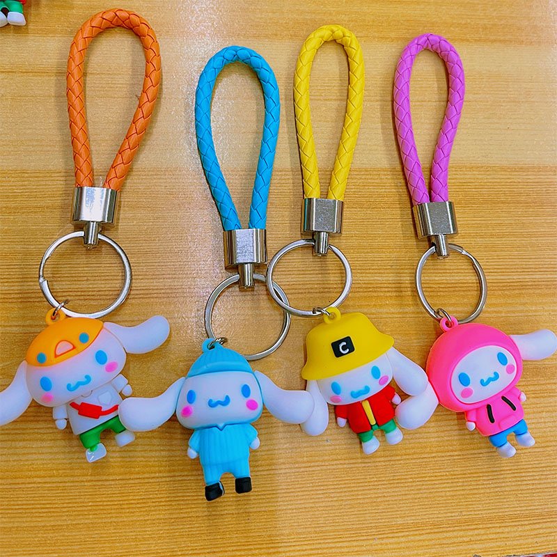Keychain Sponge Doll Car Key Bag Accessories Cute Cartoon 3D Patrick Keychains PVC Silicone Keyring with Wrist Strap Key Chains