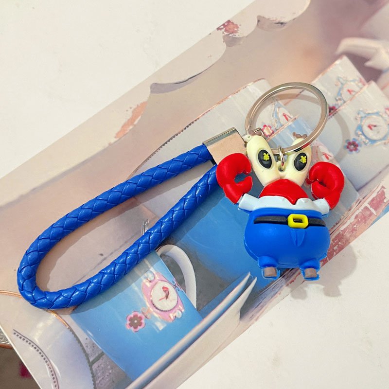 Keychain Sponge Doll Car Key Bag Accessories Cute Cartoon 3D Patrick Keychains PVC Silicone Keyring with Wrist Strap Key Chains