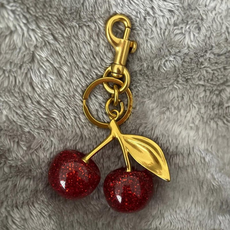 Fashion Creative Exquisite Crystal 3D Cherry Keychain Women Girl Bag Car Pendant Accessories Keyring Small Charms Gift