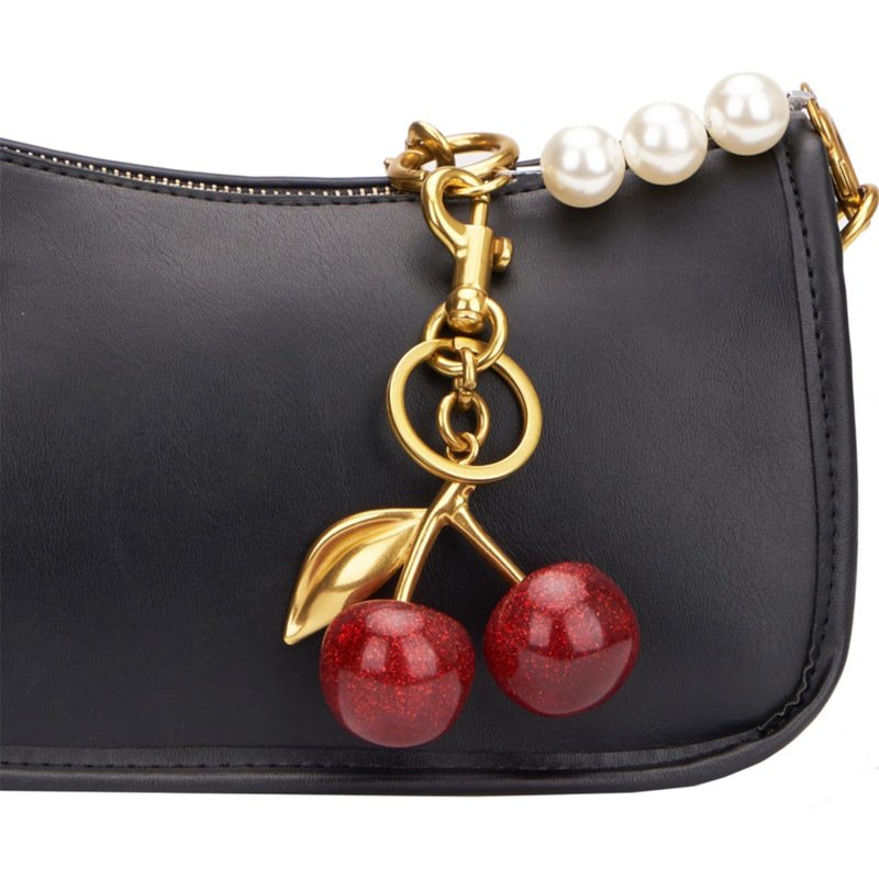 Fashion Creative Exquisite Crystal 3D Cherry Keychain Women Girl Bag Car Pendant Accessories Keyring Small Charms Gift