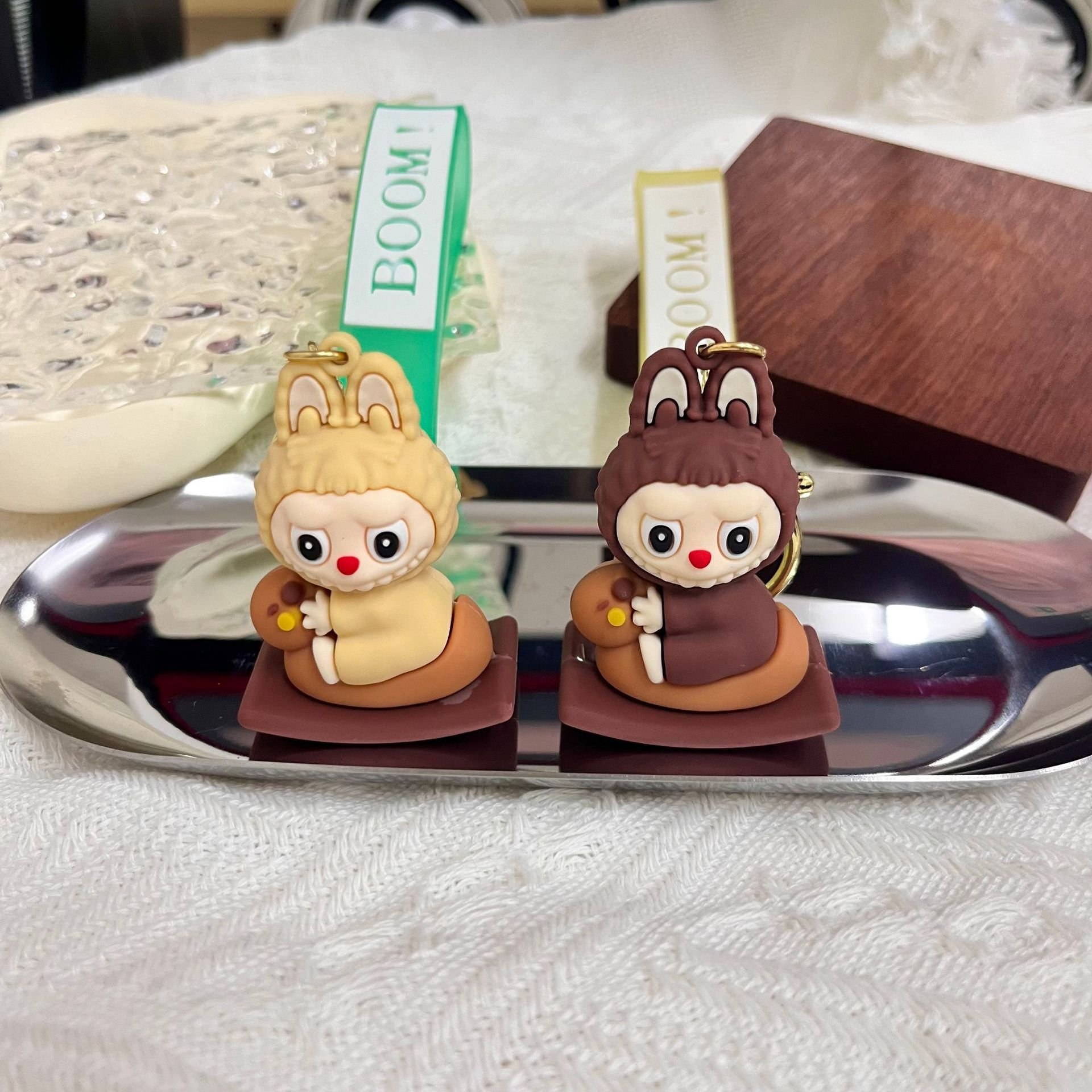 Hot Selling Cartoon Cute Labubu PVC 3D Rubber Wholesale Car Keychain Accessories Promotional Small Gift Doll Pendant