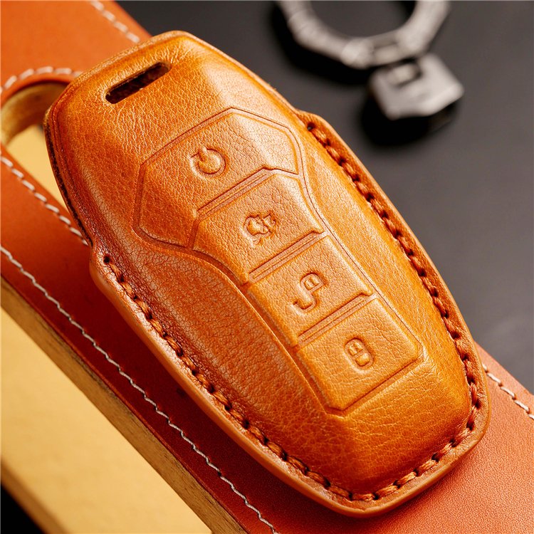 Handmade Genuine Leather Car Key Case Cover for BYD Dolphin Han Tang Song Yuan Seal Qin Smart Remote Key Protector