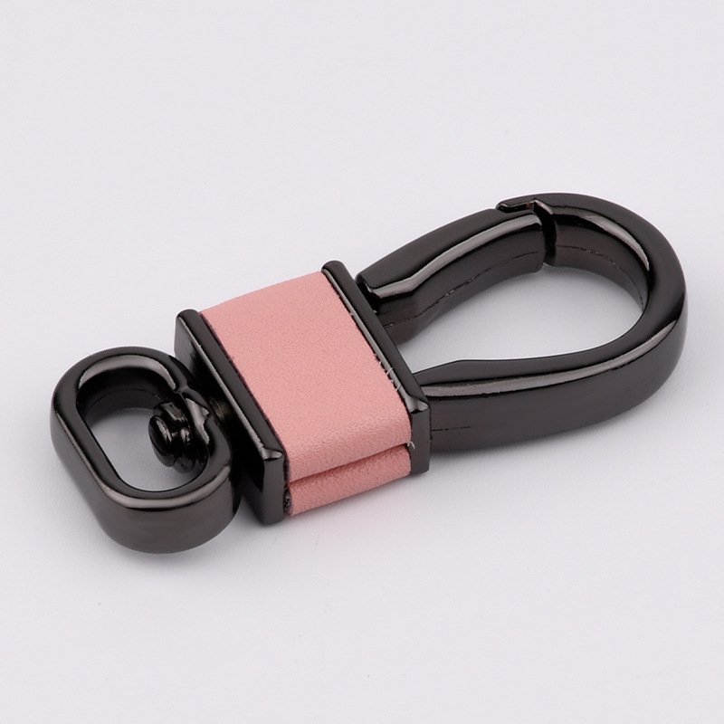 Custom Metal Carabiner Key chain Coloured leather Key Rings Car KeyChain Clips Ring for bag Car Key Accessories