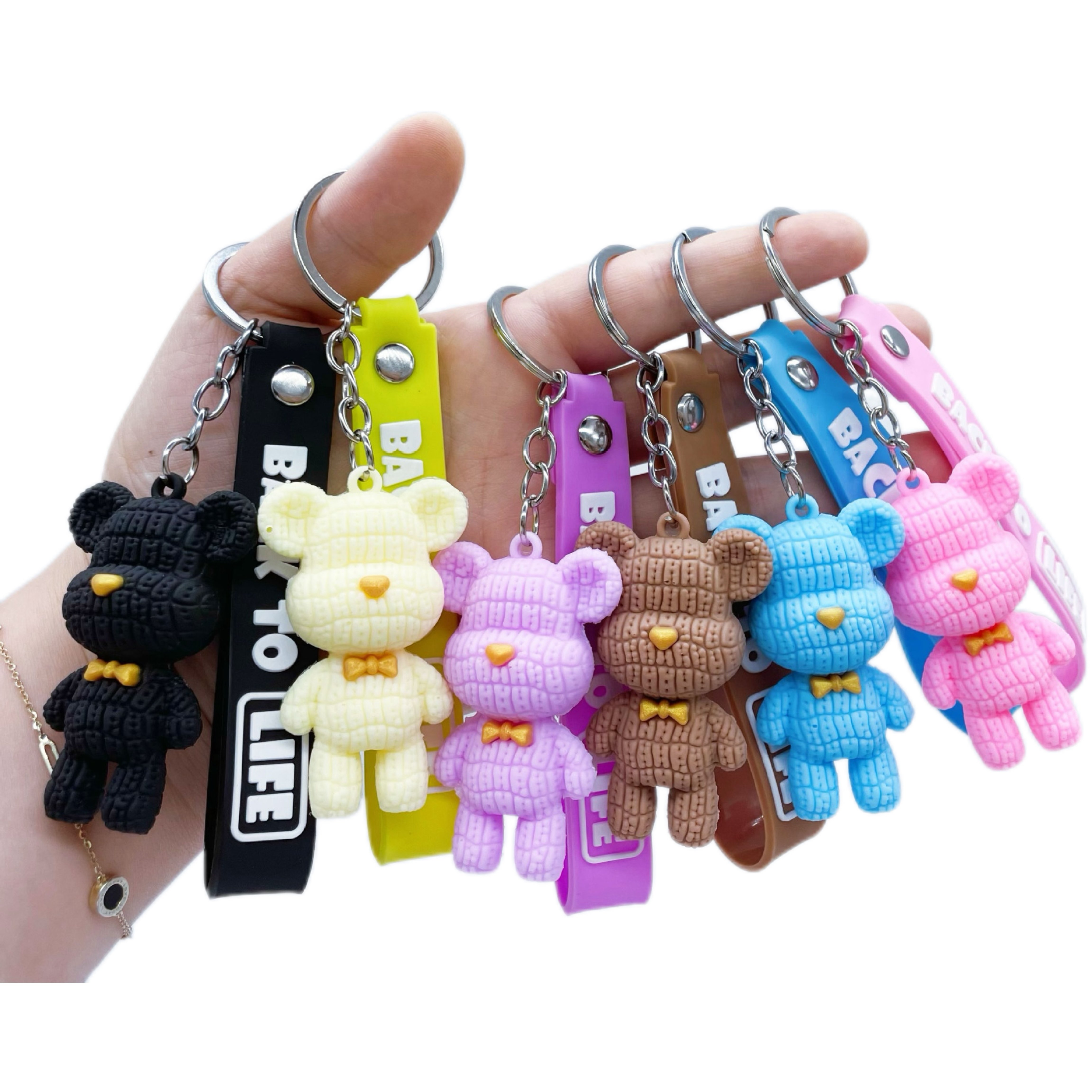 Explosive Cartoon Violence Bear Keychain Pendant Car Keychain Bear Promotion Key Rings Couple Accessories