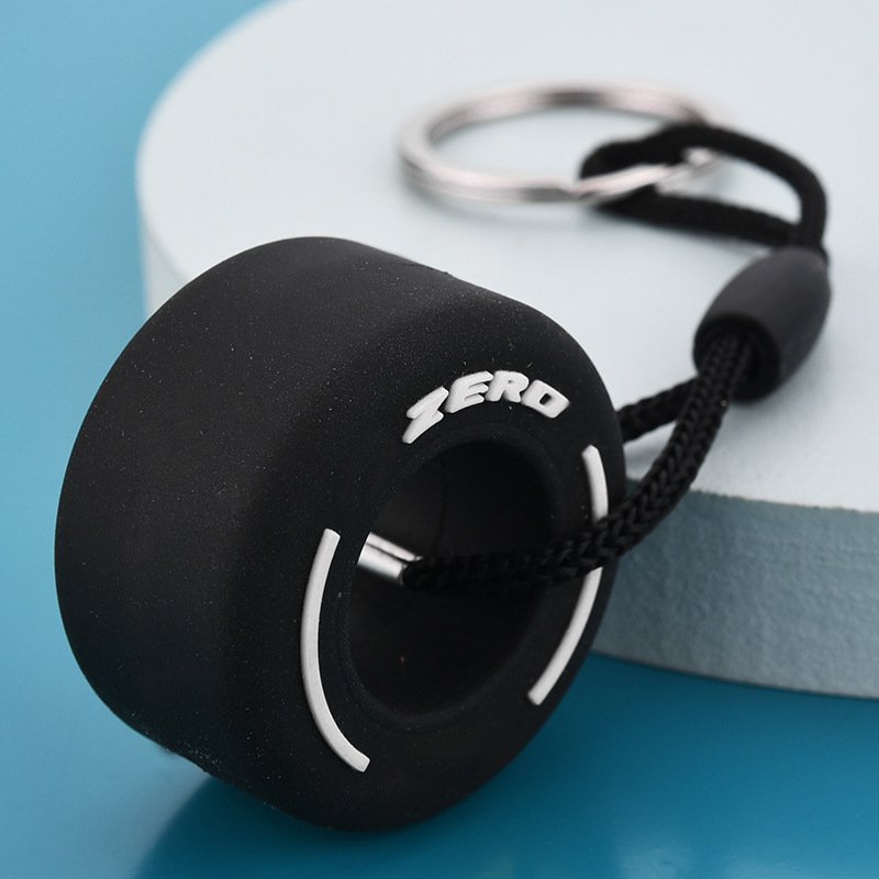 Promotional Gift Key Bag Charms Simulation Small Mini 3D Silicone PVC Wheel Tire Car Tyre Keychain Accessory