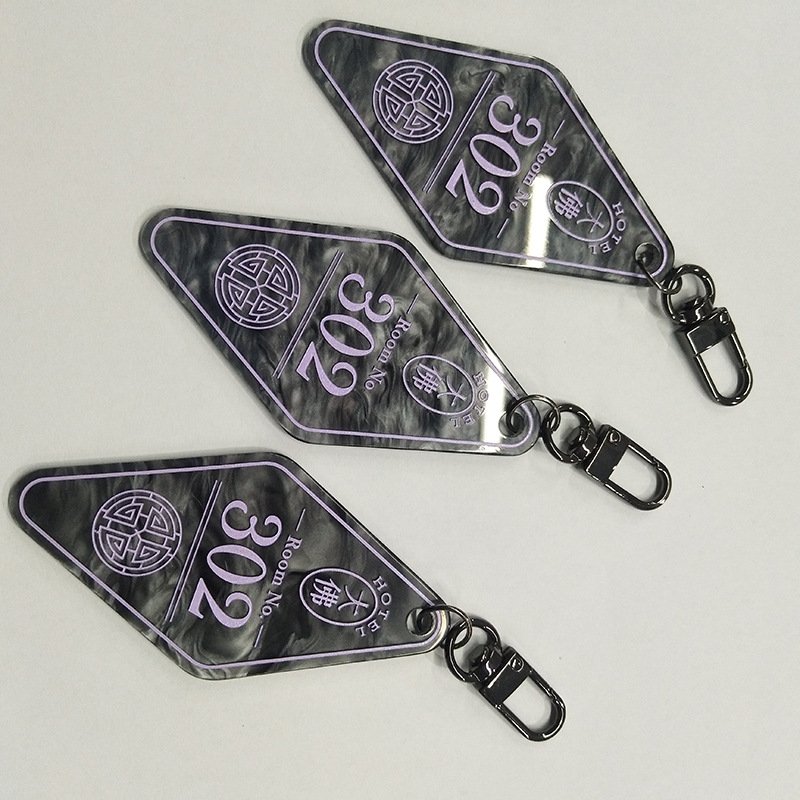 Custom Plastic Acrylic Hotel Keychain Logo with Key Ring Blank ABS Motel Keychains Key Tags Your Design Motel Keychain