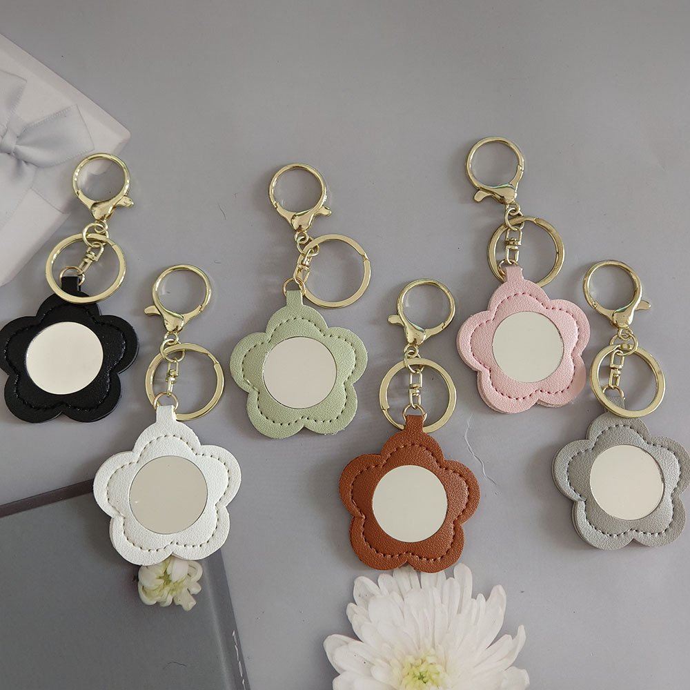 Fashion Pu Leather Keyring Shape Key Ring Charms Square Lipstick Bag Car Pendant Schoolbag Bag Pendant Key Chains With Mirror