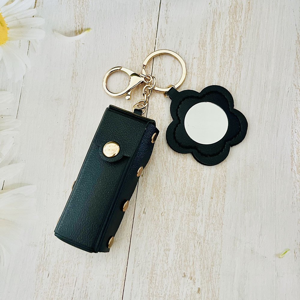 Fashion Pu Leather Keyring Shape Key Ring Charms Square Lipstick Bag Car Pendant Schoolbag Bag Pendant Key Chains With Mirror