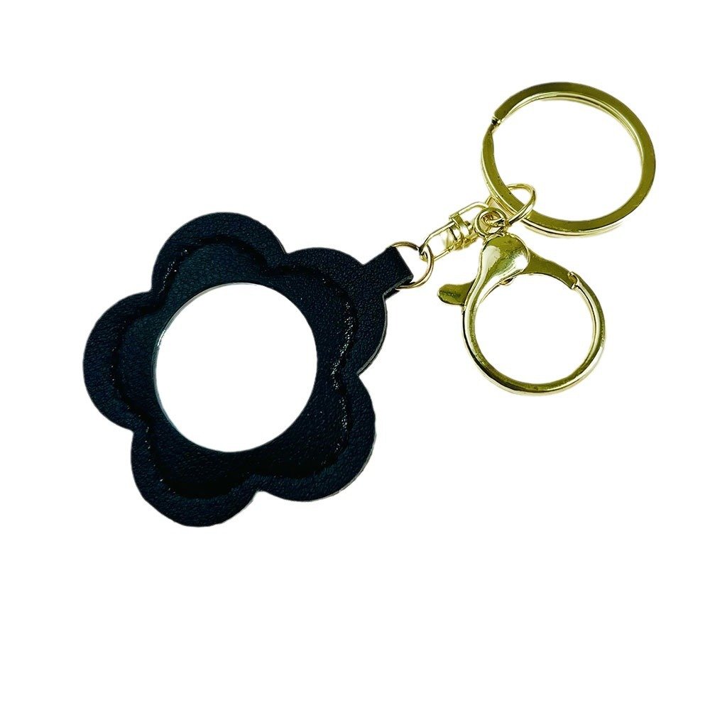 Fashion Pu Leather Keyring Shape Key Ring Charms Square Lipstick Bag Car Pendant Schoolbag Bag Pendant Key Chains With Mirror
