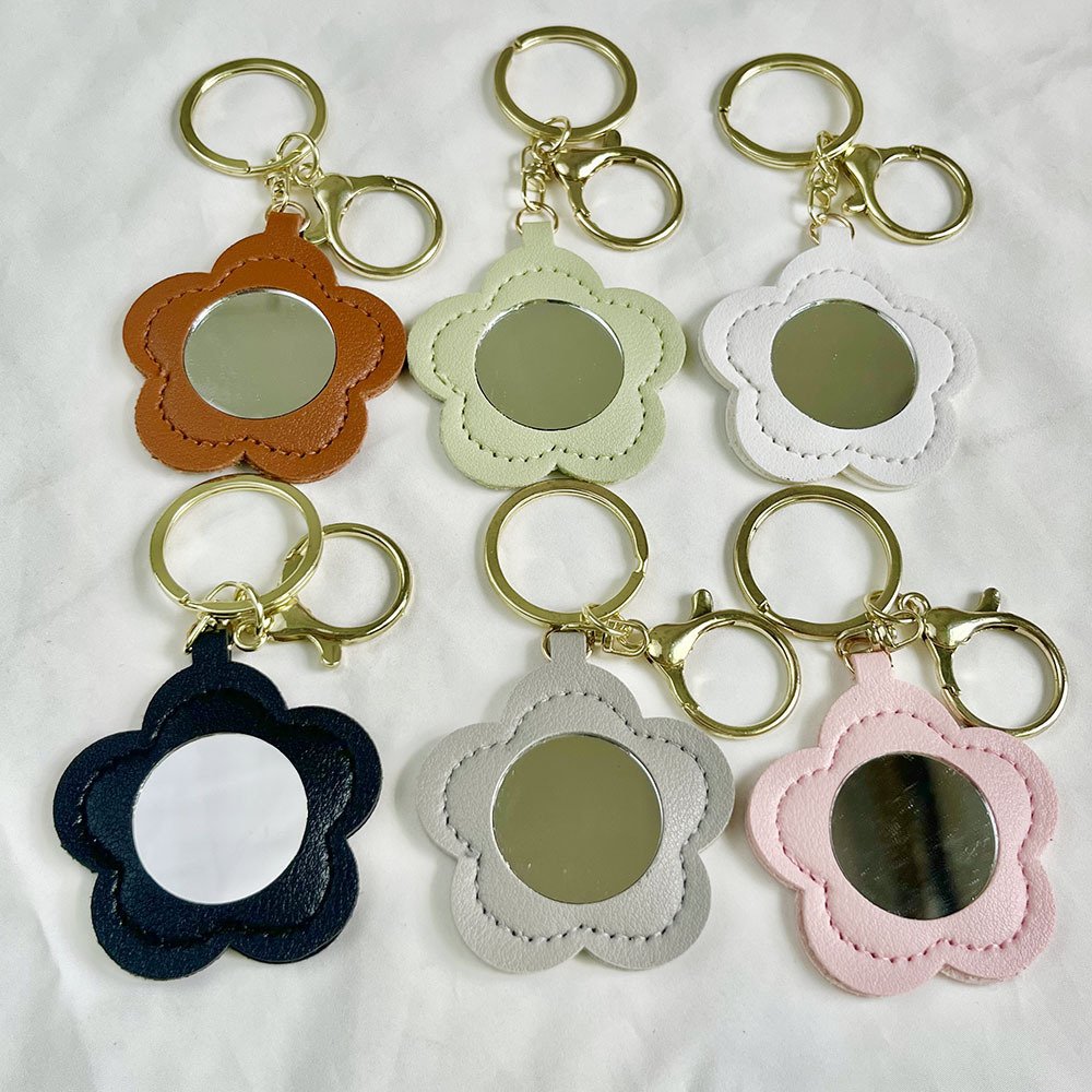 Fashion Pu Leather Keyring Shape Key Ring Charms Square Lipstick Bag Car Pendant Schoolbag Bag Pendant Key Chains With Mirror