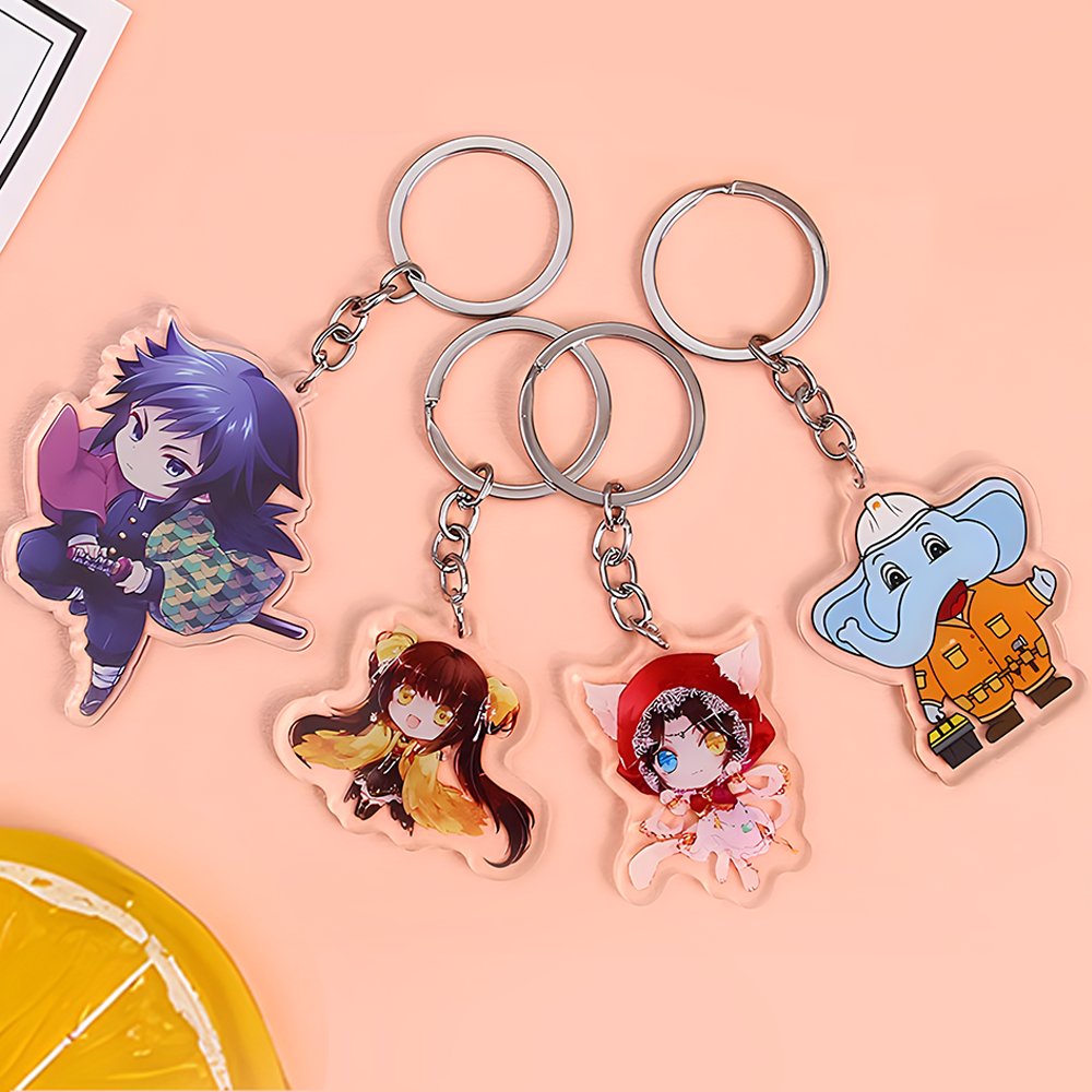 Wholesale Japanese Anime Cartoon Acrylic Keychain Manufacturer Cute Figures Popular Key Chain Pendant Holographic Clear Charms