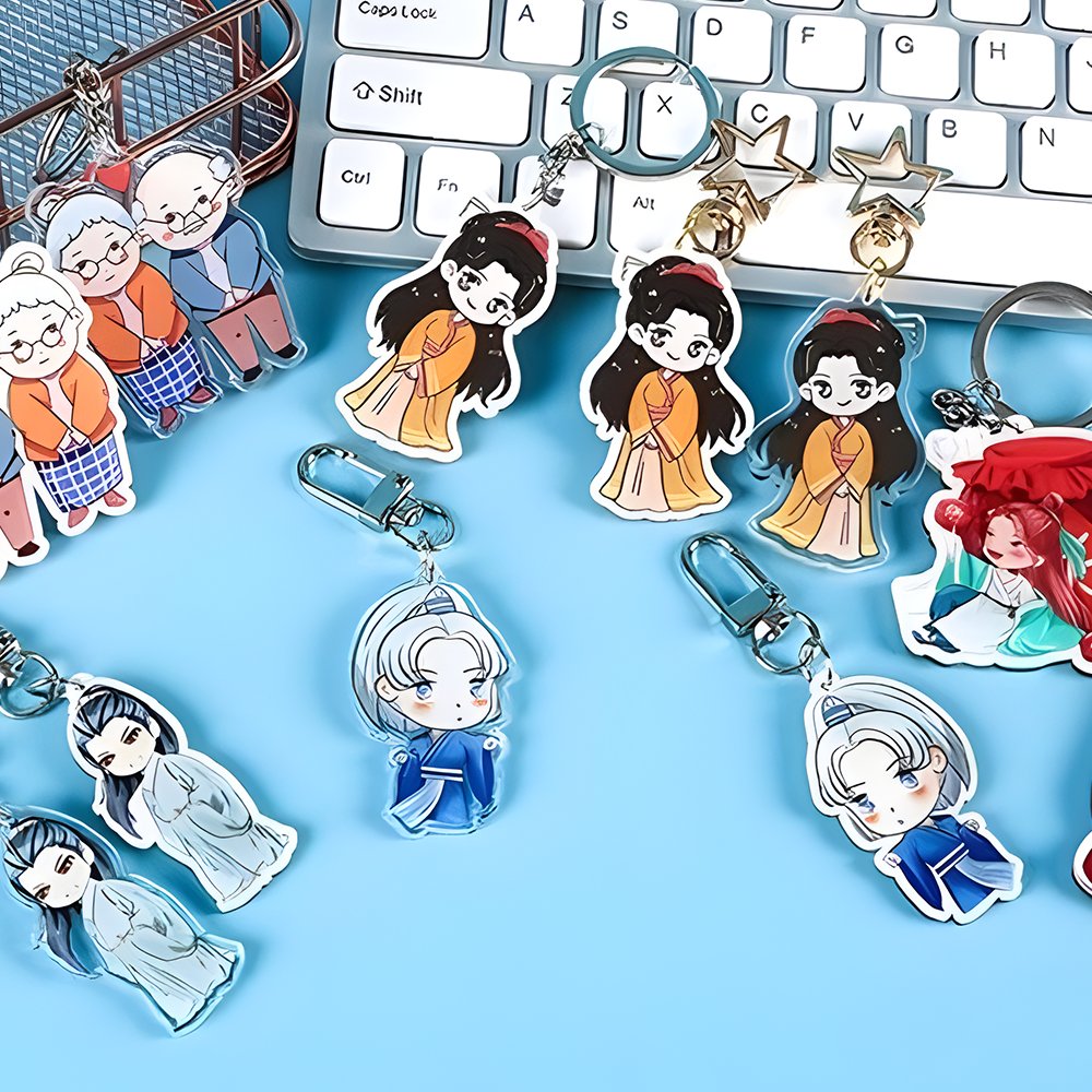 Wholesale Japanese Anime Cartoon Acrylic Keychain Manufacturer Cute Figures Popular Key Chain Pendant Holographic Clear Charms
