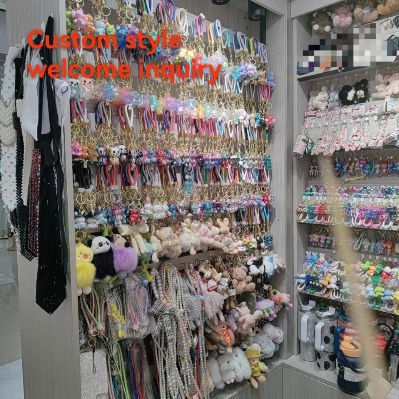 factory direct wholesale decor school bag doll keychain Car Key Accessories cute sign fluffy plushy pom pom keychain