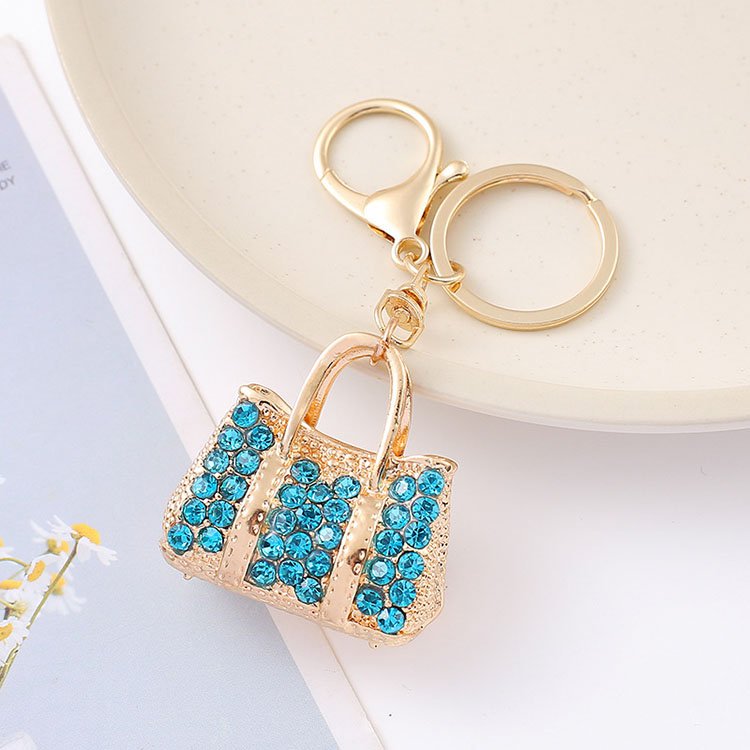 Lovely jewelry handbags water drill car key ring crystal lady bag accessories metal pendant handicrafts