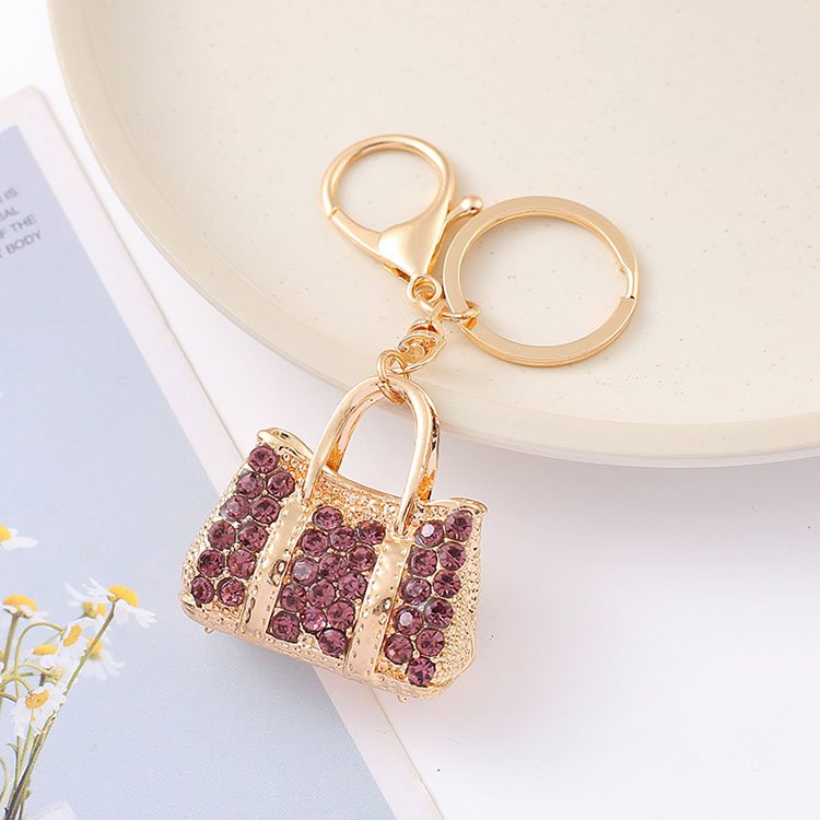 Lovely jewelry handbags water drill car key ring crystal lady bag accessories metal pendant handicrafts