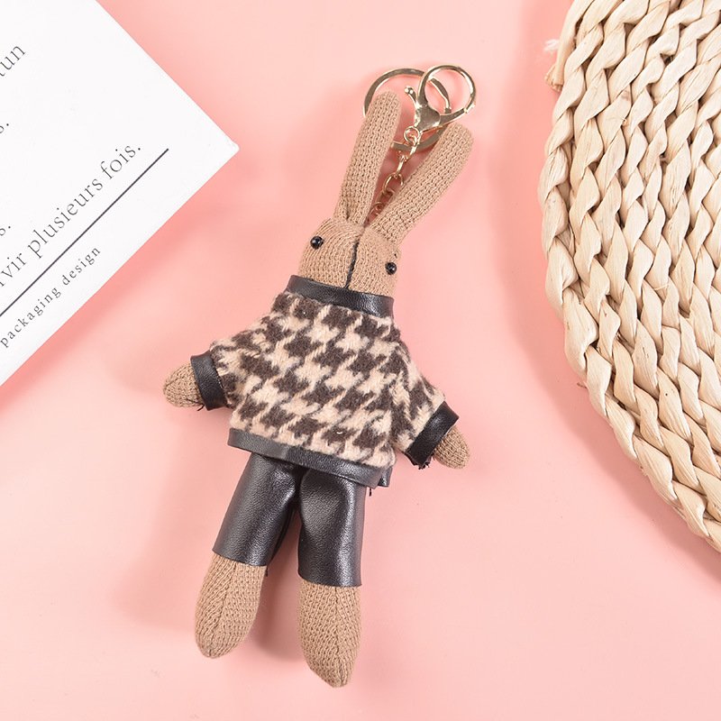 Custom rabbit car key chain bag hanger accessories personal animal keyring designer leather keychain luxury