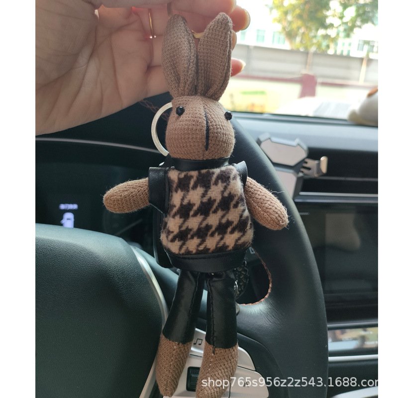 Custom rabbit car key chain bag hanger accessories personal animal keyring designer leather keychain luxury