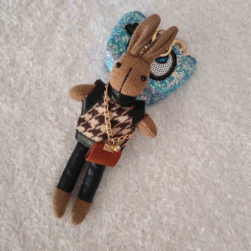 Custom rabbit car key chain bag hanger accessories personal animal keyring designer leather keychain luxury