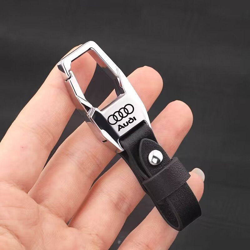 High-End Simple Leather Keychain with Metal Waist Hanging Cross-Border Wholesale Anti-Lost Key Buckle Ring Pendant Accessory
