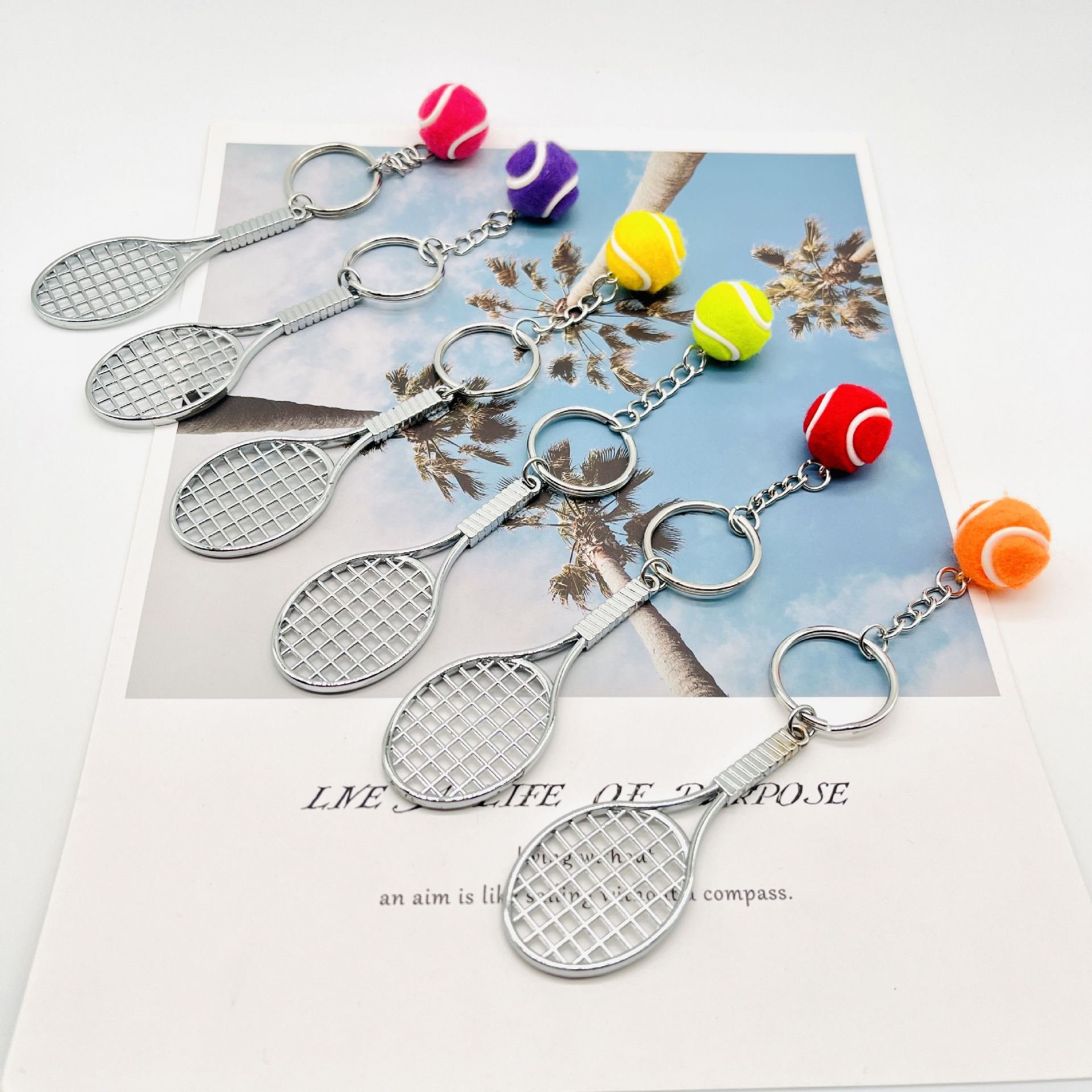 2408 kangxin metal tennis racket key chain pendant simulation mini wholesale sporting goods gifts
